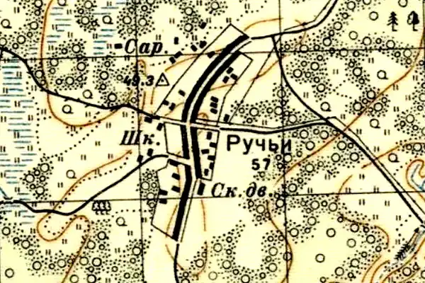 План деревни Ручьи. 1941 год