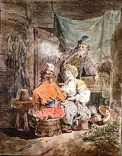 Русский интерьер. Бумага, акварель