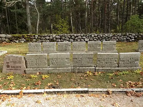 Могила Владимира Деева на кладбище Вананымме (крайняя слева)