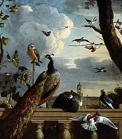 Птицы на балюстраде на фоне Ратуши. Между 1651 и 1695. Исторический музей, Амстердам