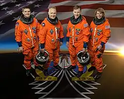 Экипаж (слева направо): Рекс Уолхайм, Даглас Хёрли, Кристофер Фергюсон и Сандра Магнус.