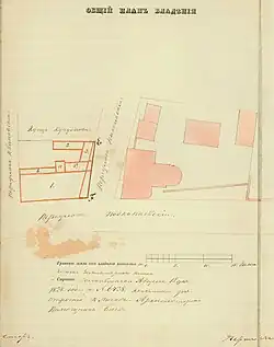 План владения Александрийского Патриаршего подворья в Москве. 1862. ЦАНТДМ.