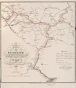 Карта пристаней общества «Самолёт» 1862 года