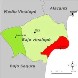 Расположение муниципалитета Санта-Пола на карте провинции