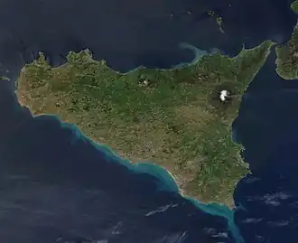 Остров Сицилия. Вид из космоса