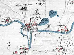 Карта окрестностей Вольфсбургского замка около 16 века