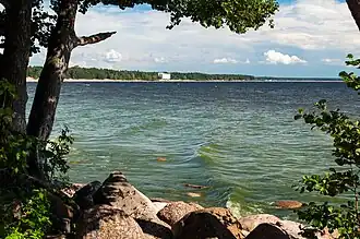 Побережье Финского залива в районе Приморского шоссе 428. Вид на санаторий «Репино»