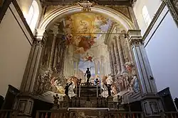 Испытание огнём. 1731—1732. Фреска апсиды церкви Сантиссима Аннунциата, Ораторий Санта-Мария-делла-Скала, Сиена