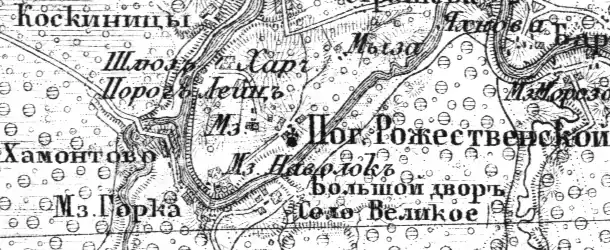 Село Великое на карте Ф. Ф. Шуберта 1872 года