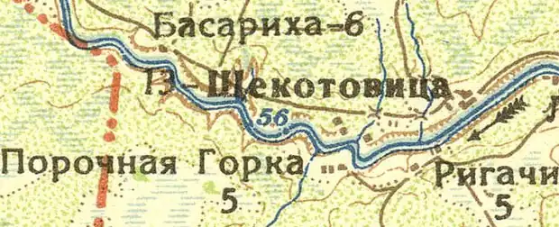 Деревня Щекотовичи на карте 1932 года