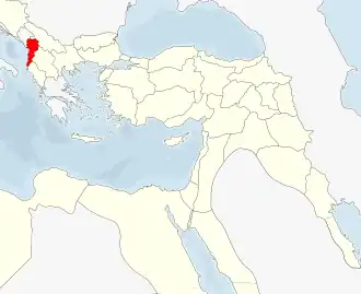 Вилайет Шкодер в составе Османской Империи на момент 1900 года