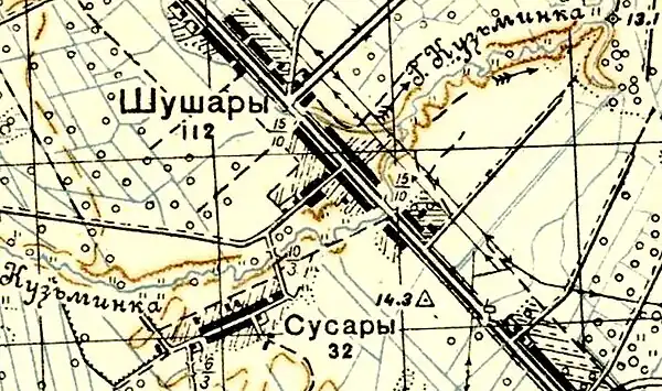 План деревни Шушары. 1941 год