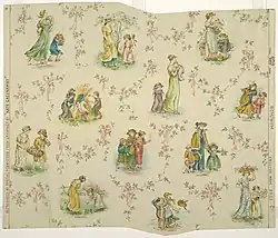 Kindertapete aus England aus dem Jahr 1893 zeigt die vier Jahreszeiten.