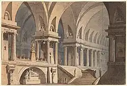 Обширный некрополь. Бумага, акварель. Частное собрание