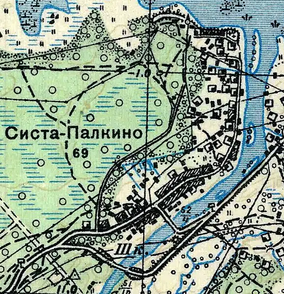 План деревни Систо-Палкино. 1938 год