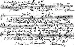 Kde domov můj? страница с нотами гимна.