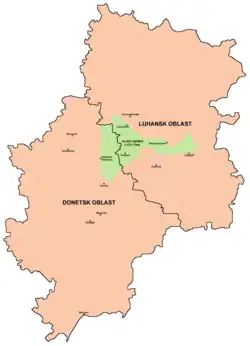 Славяносербия в отношении к границам нынешних Донецкой и Луганской областей.