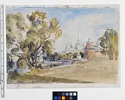 Вид на Соловецкий монастырь.