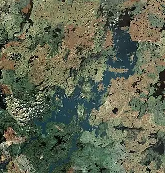 Космический снимок NASA озера Саутерн-Индиан-Лейк