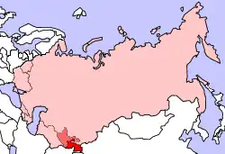 Таджикская АССР в составе Узбекской ССР на карте СССР до 1929 года