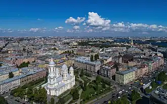 Аэрофотосъёмка собора и проспекта Добролюбова