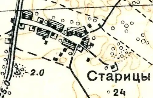 План деревни Старицы. 1939 год