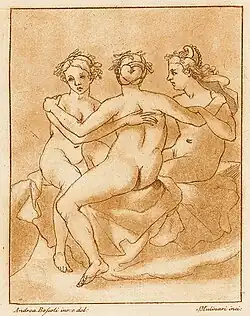 С. Мулинари. (По оригиналу Андреа Босколи). Три грации. 1780-е, б., офорт, акватинта