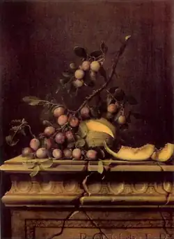 Натюрморт с ветвью слив и дыней