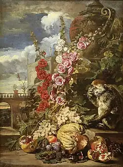 Натюрморт с цветами, фруктами и маленькой обезьянкой. Кунстхаус, Цюрих