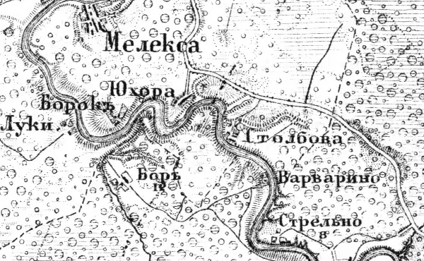 Деревня Юхора на карте 1872 года
