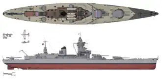 "Страсбург» после модернизации, завершённой в апреле 1942 года