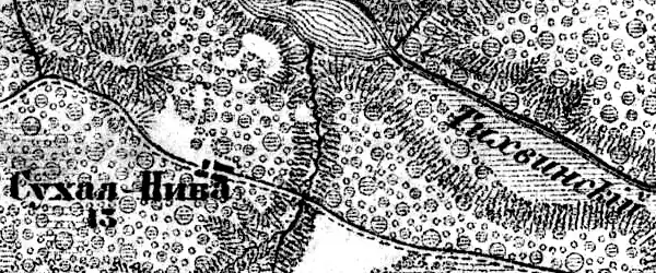 Деревня Сухая Нива на карте 1917 года