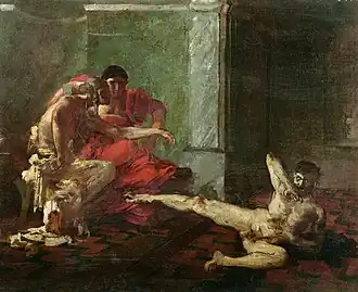 Локуста и Нерон испытывают на рабе действие яда, предназначенного для Британника