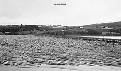 Бревна перед мостом во время наводнения 1910 года