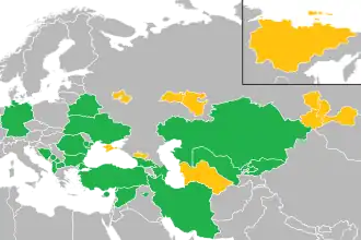Цветная карта стран-участниц Тюрквидения 2015