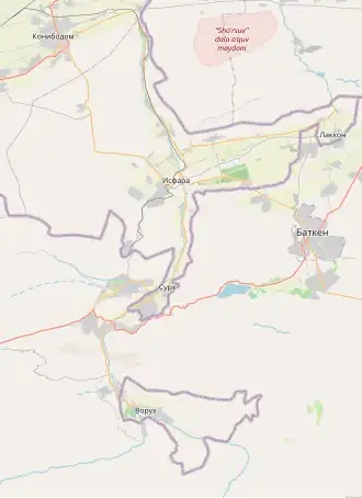 Исфара на карте