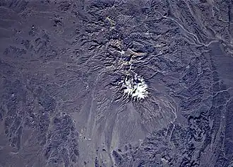 Вулкан Тафтан. Космический снимок НАСА.