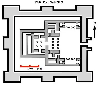 План зороастрийского святилища с окружающими стенами