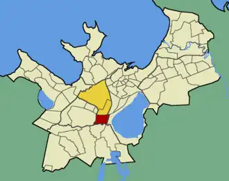 Микрорайон Ярве на карте Таллина (выделен красным цветом)
