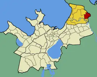 Микрорайон Лайакюла на карте Таллина (выделен красным цветом)