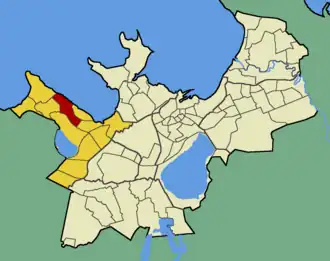 Микрорайон Ыйсмяэ на карте Таллина (выделен красным цветом)