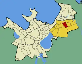 Микрорайон Тондираба на карте Таллина (выделен красным цветом)