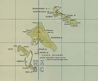 Карта островов Танга