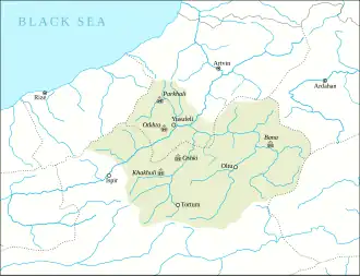 Границы области Тао изображены в современном территориальном делении.