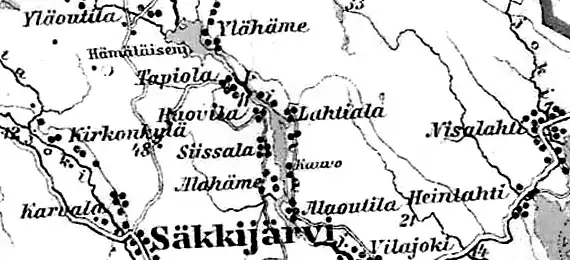 Деревня Хейнлахти на финской карте 1923 года