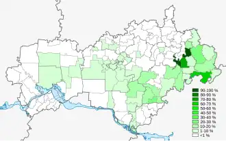 Доля татар по муниципальным образованиям (2010)
