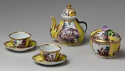 Чайный набор. Роспись по рисункам  Ж. Стеллы (1657)