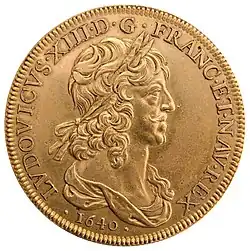 Монета в 10 луидоров 1640 года