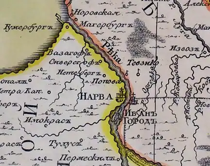Тявзино (Тевзико) на карте 1770 года.