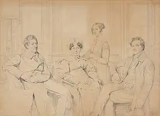 Семья Гатто, рисунок Ж.Энгра. Никола-Мари — крайний слева